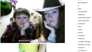 Three girls look at my masturbation