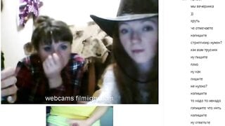 Three girls look at my masturbation