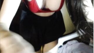 Latina shows off her perfect ass in skirt and shows all her holes!