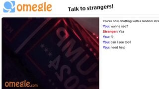 Horny teen teasing and masturbating on Omegle using brush