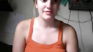 Perfect blonde hottie flash big tits