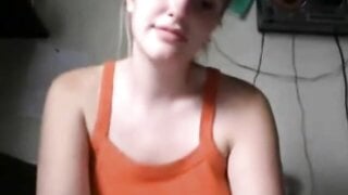 Perfect blonde hottie flash big tits
