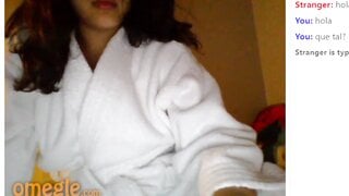 Omegle girl in bathrobe