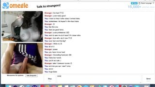 Omegle teen with perfect tits watches me cum