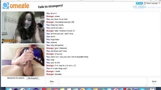 Omegle teen with perfect tits watches me cum
