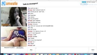 Omegle teen with perfect tits watches me cum