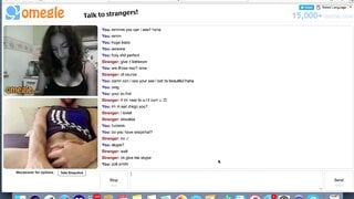 Omegle teen with perfect tits watches me cum