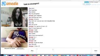 Omegle teen with perfect tits watches me cum