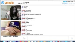 Omegle teen with perfect tits watches me cum