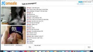 Omegle teen with perfect tits watches me cum