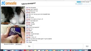 Omegle teen with perfect tits watches me cum