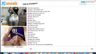Omegle teen with perfect tits watches me cum