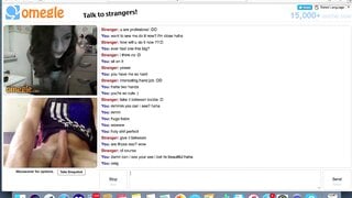 Omegle teen with perfect tits watches me cum
