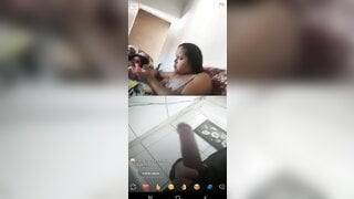 brunette brazilian girl showing her brown breasts