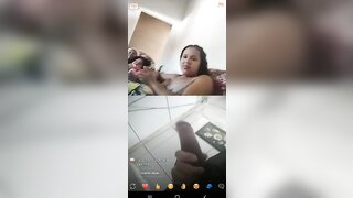 brunette brazilian girl showing her brown breasts