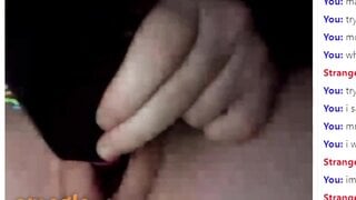Beautiful teen from omegle cums twice and licks it