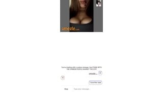 Omegle girl shows her big tits a little