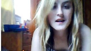 Blonde girl showing and masturbating