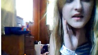 Blonde girl showing and masturbating