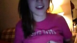 girl with pink shirt masturbates