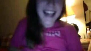 girl with pink shirt masturbates