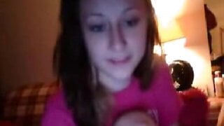 girl with pink shirt masturbates