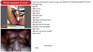 Omegle Petite Slut Spit on Tits and Cumshot