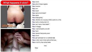 Omegle Petite Slut Spit on Tits and Cumshot