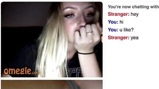 Cute Blonde Omegle Girl Rubs Her Perky Tits