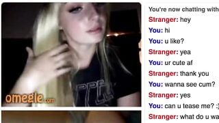Cute Blonde Omegle Girl Rubs Her Perky Tits