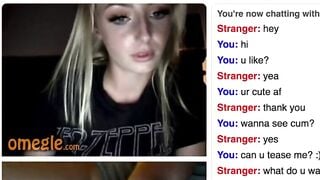 Cute Blonde Omegle Girl Rubs Her Perky Tits