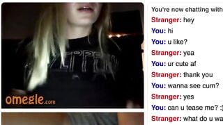 Cute Blonde Omegle Girl Rubs Her Perky Tits