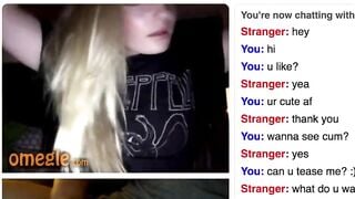 Cute Blonde Omegle Girl Rubs Her Perky Tits