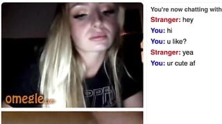 Cute Blonde Omegle Girl Rubs Her Perky Tits