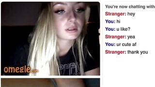 Cute Blonde Omegle Girl Rubs Her Perky Tits
