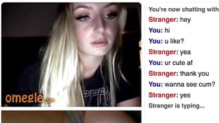 Cute Blonde Omegle Girl Rubs Her Perky Tits