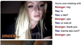Cute Blonde Omegle Girl Rubs Her Perky Tits