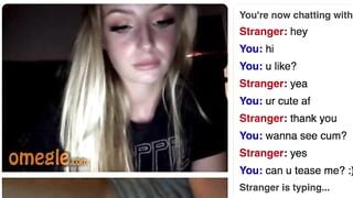 Cute Blonde Omegle Girl Rubs Her Perky Tits