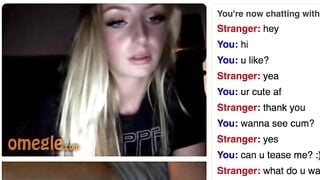 Cute Blonde Omegle Girl Rubs Her Perky Tits