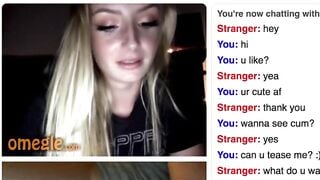 Cute Blonde Omegle Girl Rubs Her Perky Tits