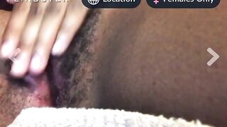 Ebony Babe Spreads Her Soaked Pussy Lips