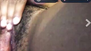 Ebony Babe Spreads Her Soaked Pussy Lips