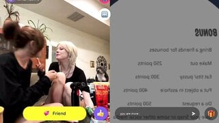 Girls kiss in monkey