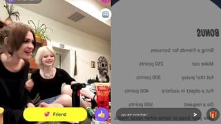 Girls kiss in monkey
