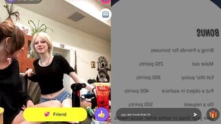 Girls kiss in monkey