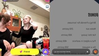 Girls kiss in monkey