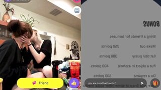 Girls kiss in monkey
