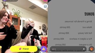 Girls kiss in monkey