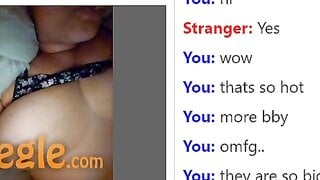 Milf with big boobs and glasses using tongue to seduce