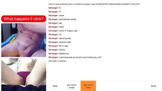 Omegle Slut Uses Dildo to Make Random Cum